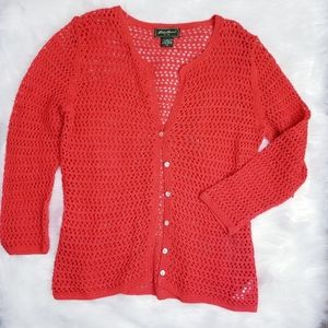 🌻Eddie bauer crochet buttoned cardigan size M